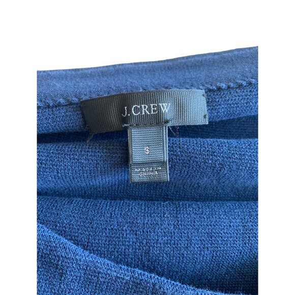 π 2/$30 π J.Crew Small Navy Blue with White Ruffle Short Sleeve Sweater - Picture 4 of 6